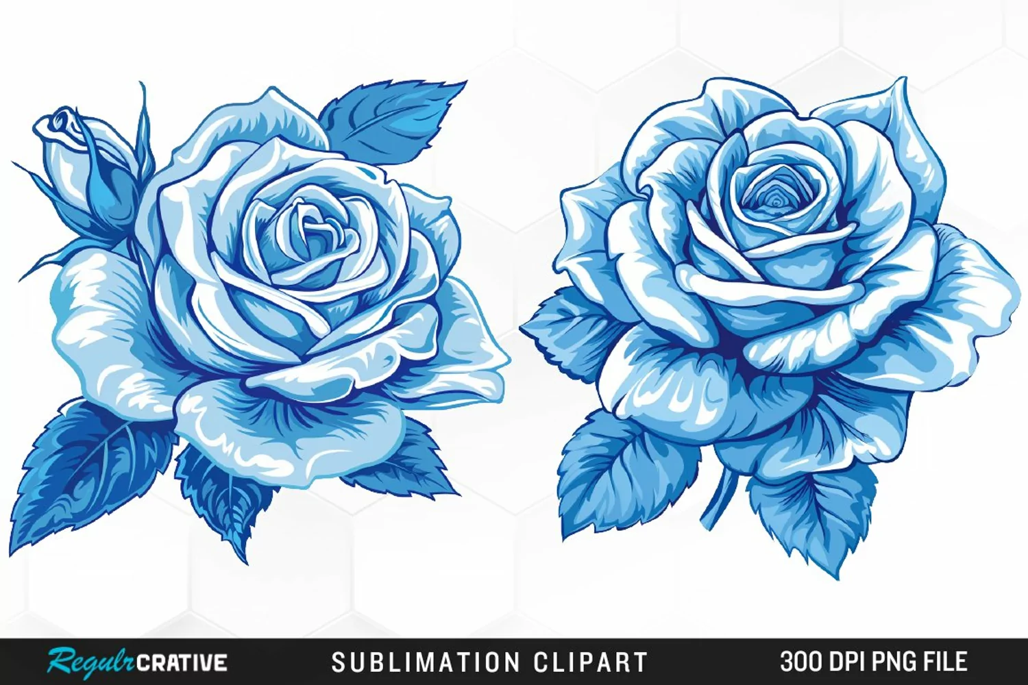Watercolor Blue Roses Graphic Clipart product image 1