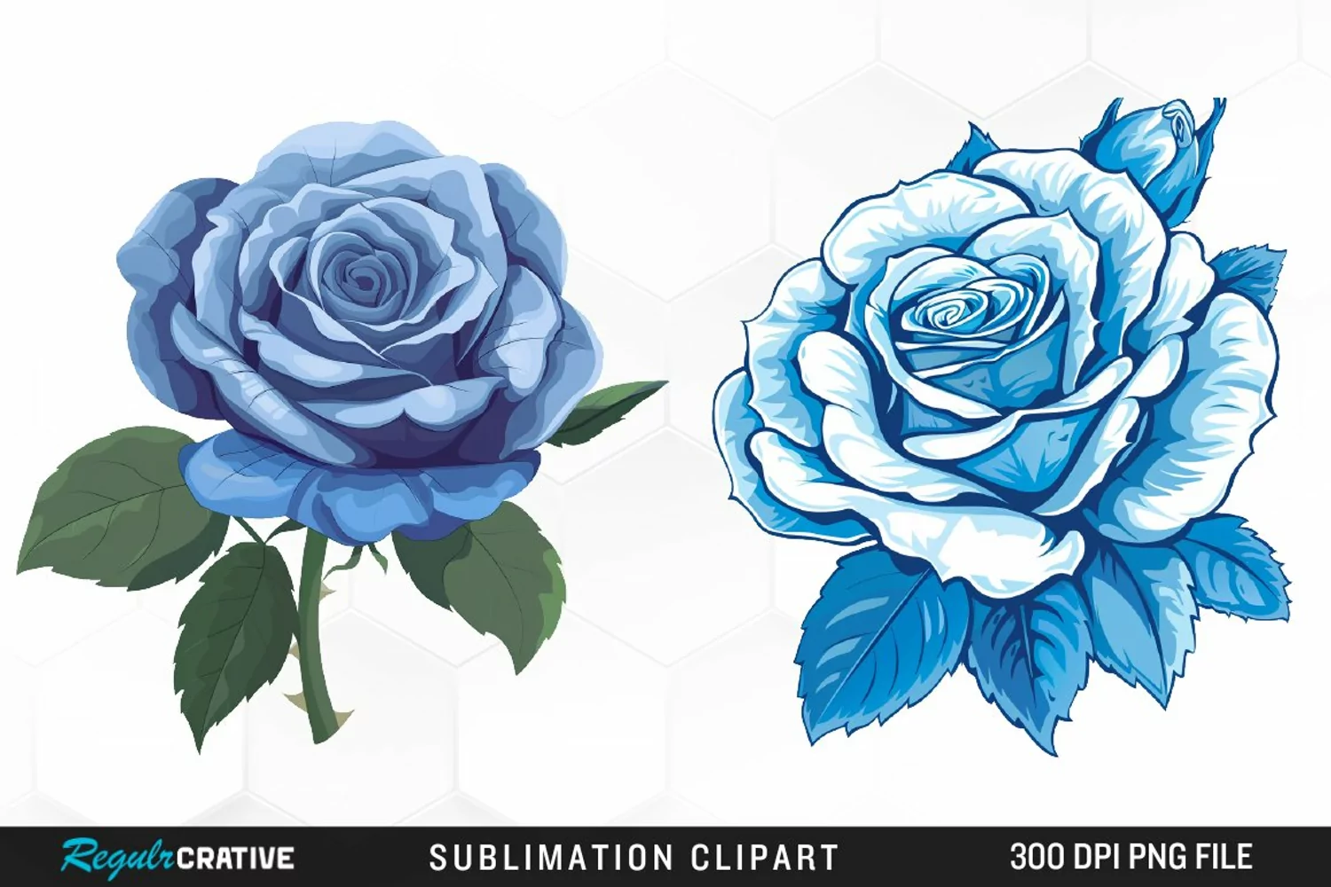Watercolor Blue Roses Graphic Clipart product image 1