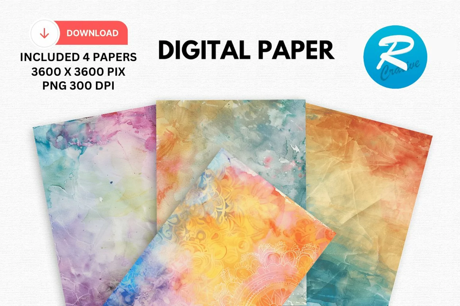 Watercolor Bohemian Digital Paper, Bohemian Background product image 1
