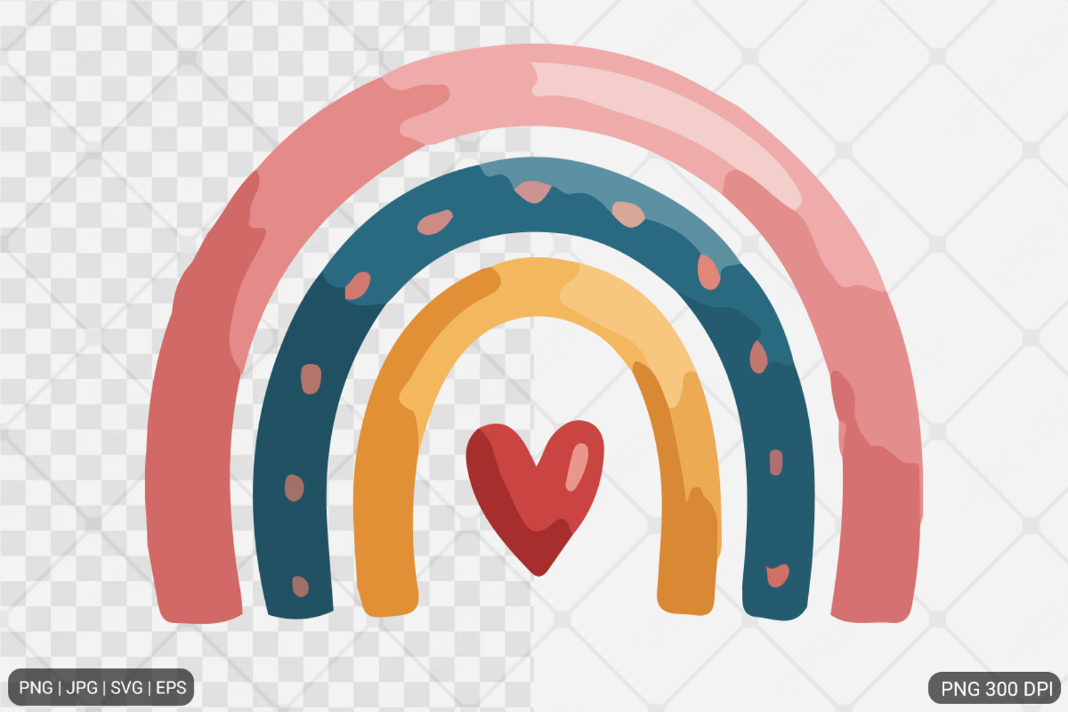 Watercolor Boho Rainbow Design SVG PNG product image 1