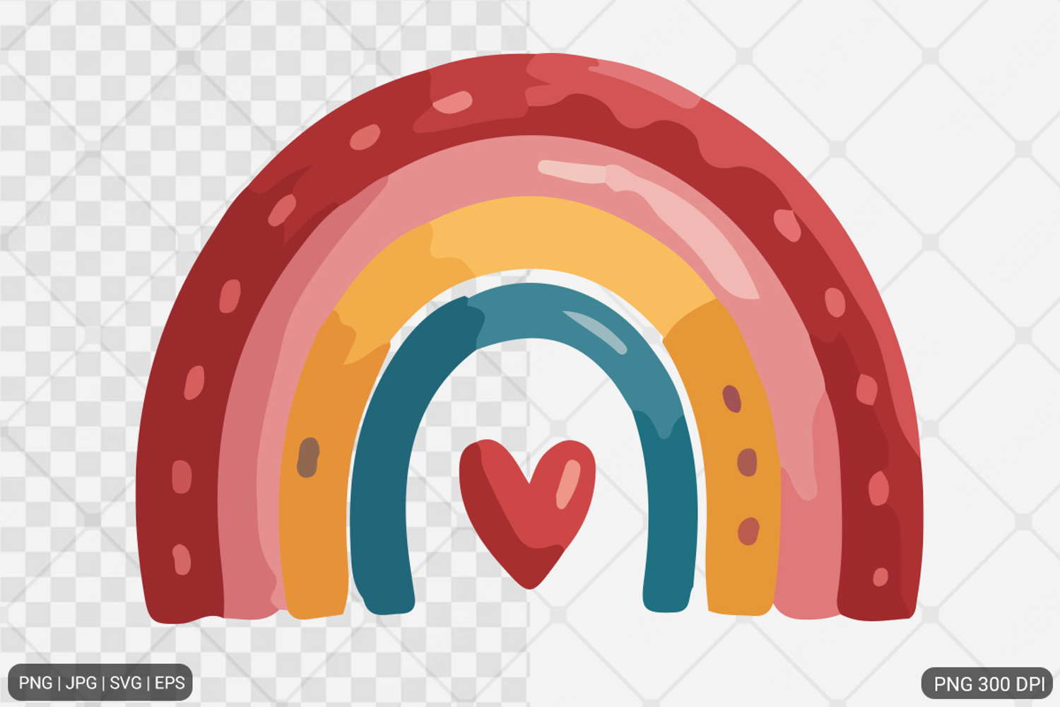 Watercolor Boho Rainbow Design SVG PNG product image 1