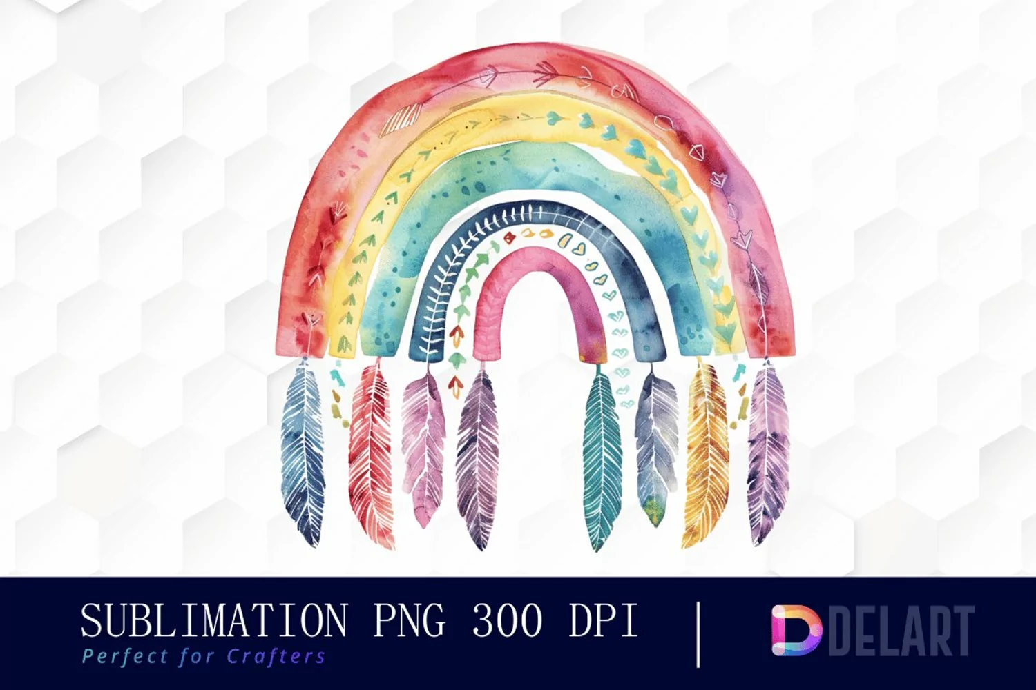 Boho Rainbow Illustration Clipart product image 1