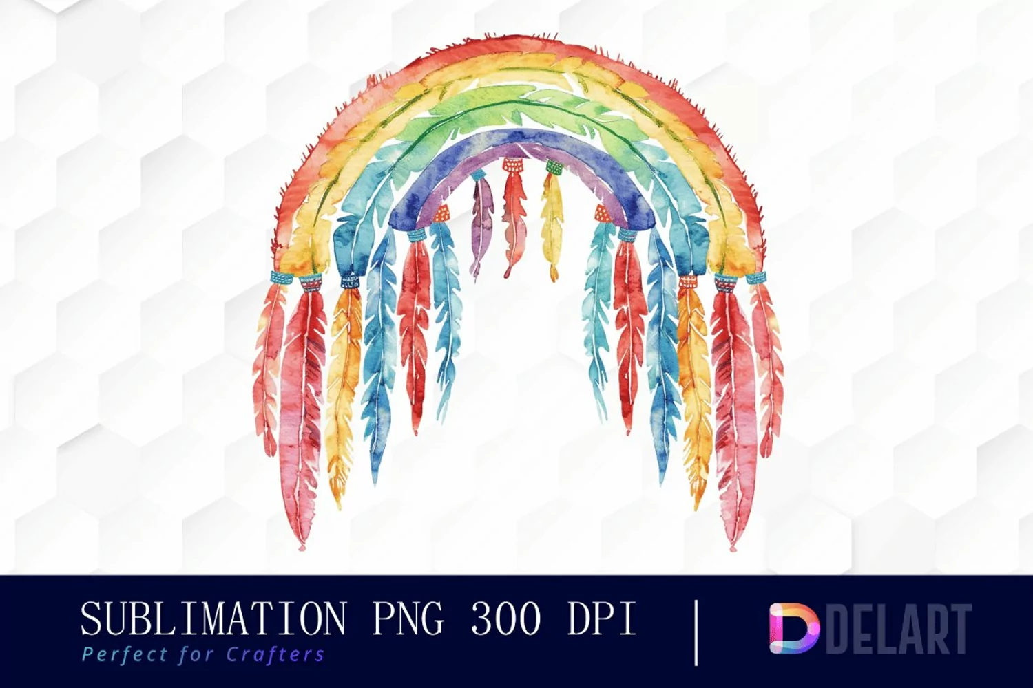 Boho Rainbow Watercolor Clipart product image 1