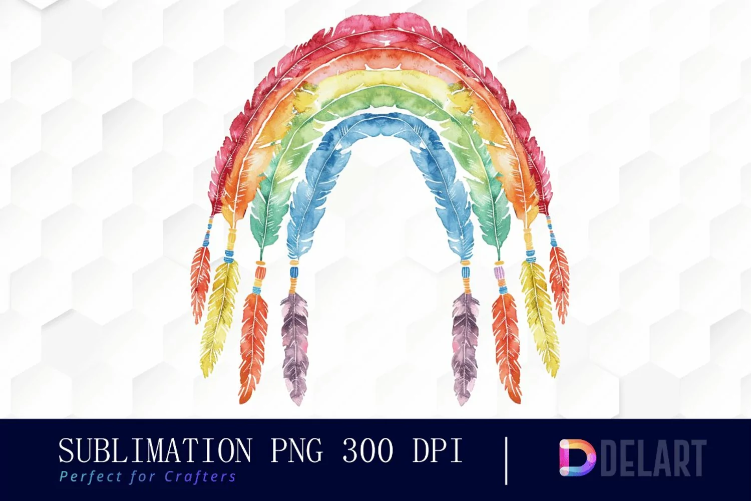 Boho Rainbow Watercolor Clipart product image 1