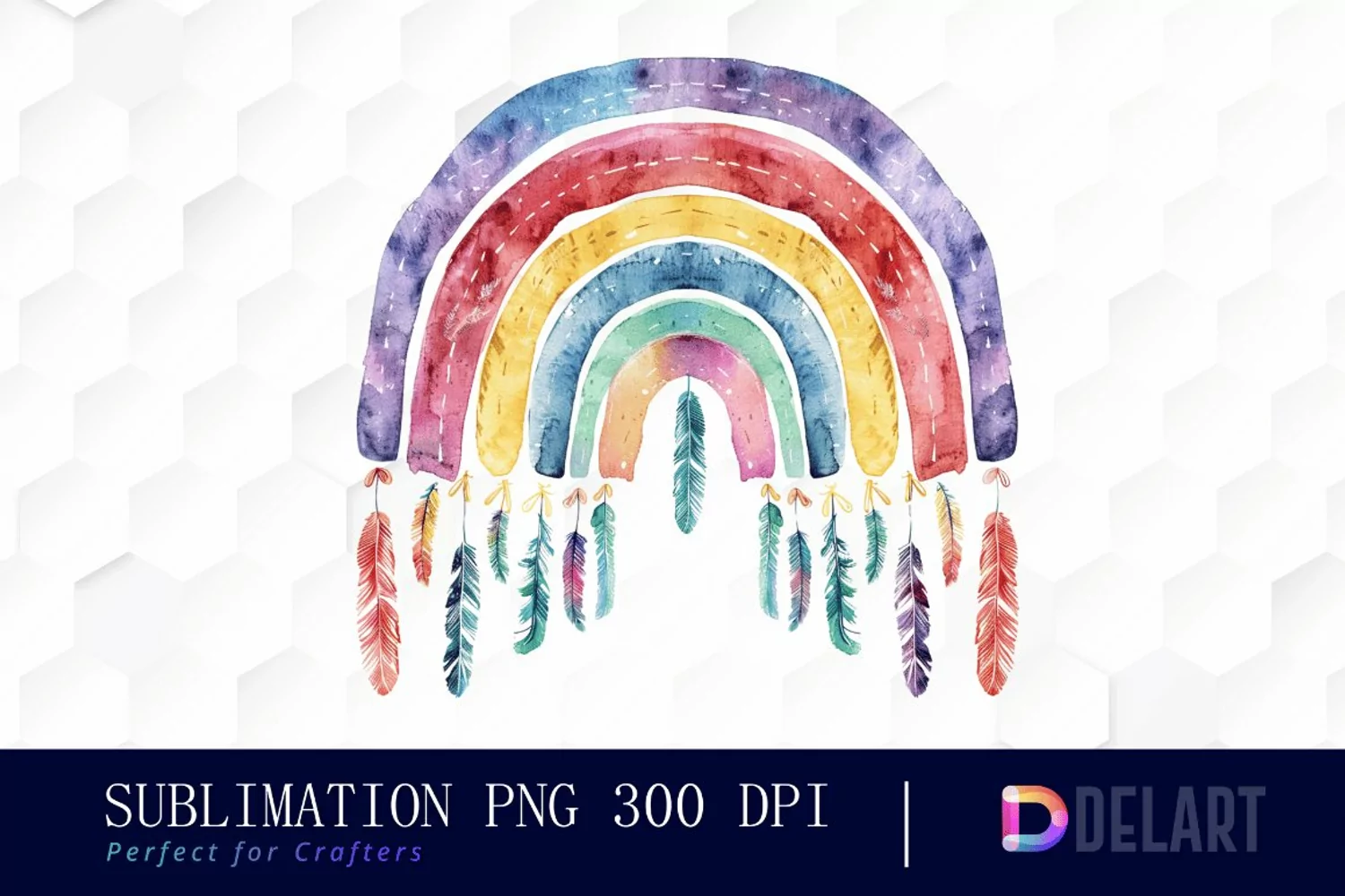 Boho Rainbow Sublimation PNG Clipart product image 1