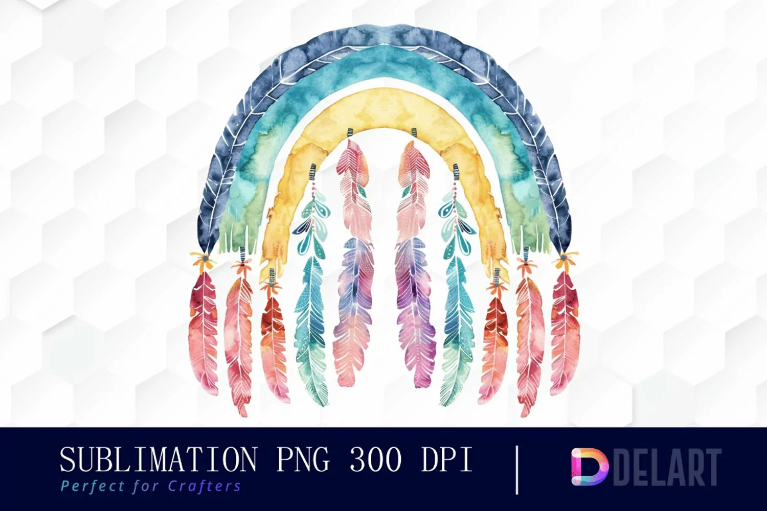 Boho Rainbow Sublimation PNG Clipart product image 1