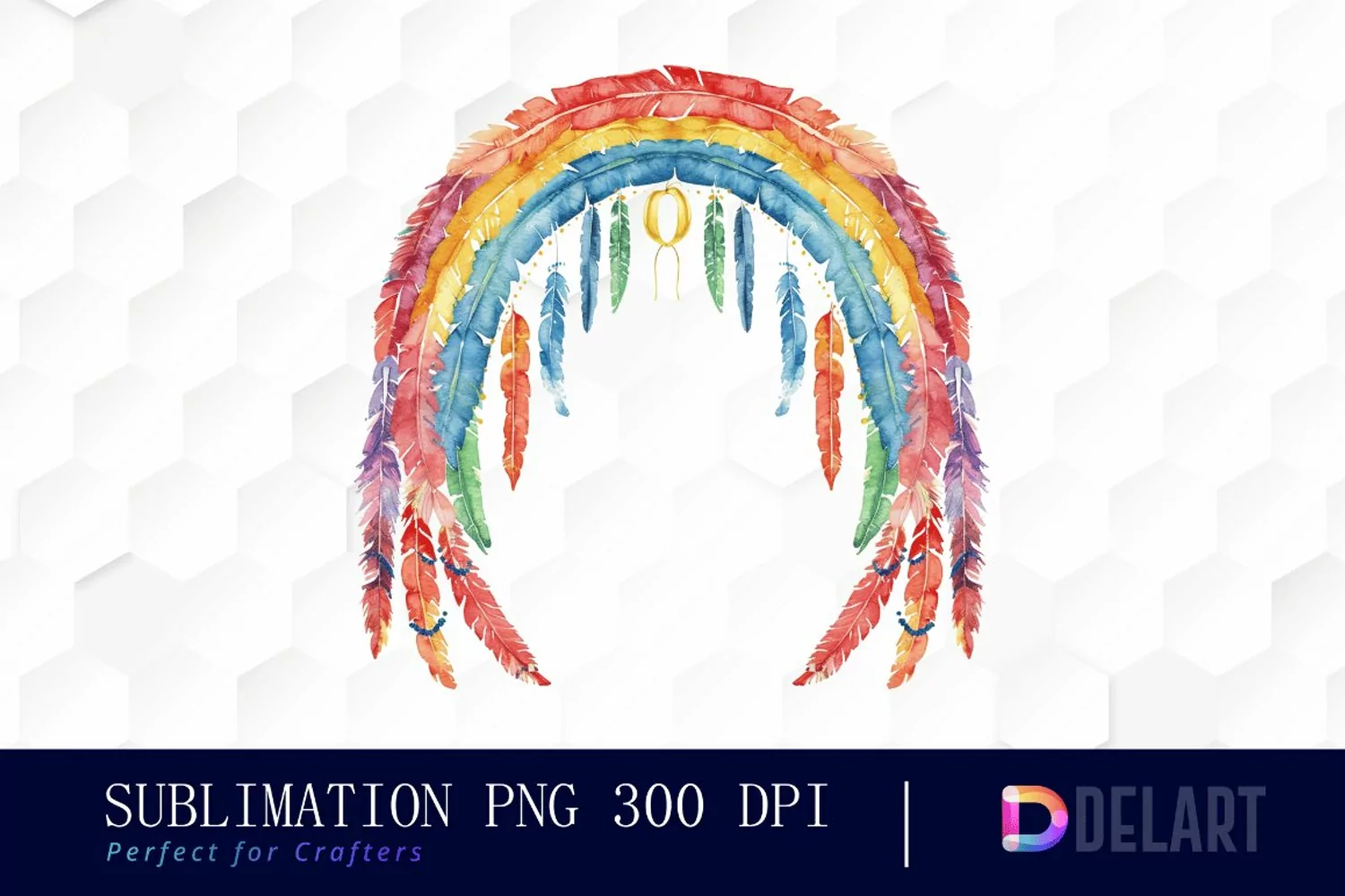 Boho Rainbow Watercolor Clipart product image 1