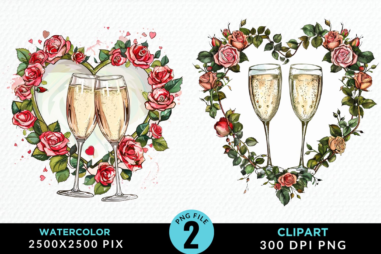 Watercolor Boho Valentines Collection Art Clipart product image 1