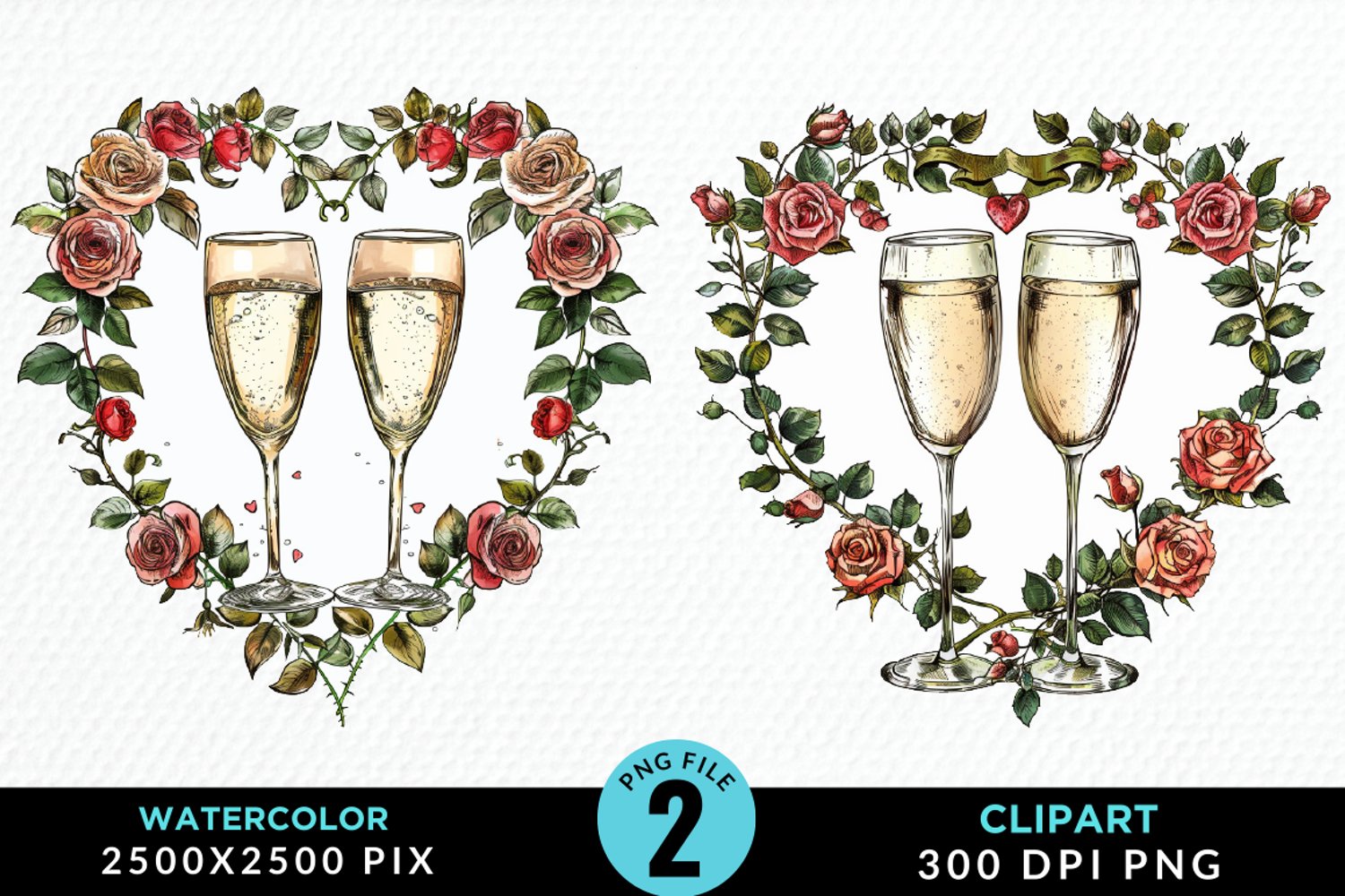 Watercolor Boho Valentines Collection Art Clipart product image 1