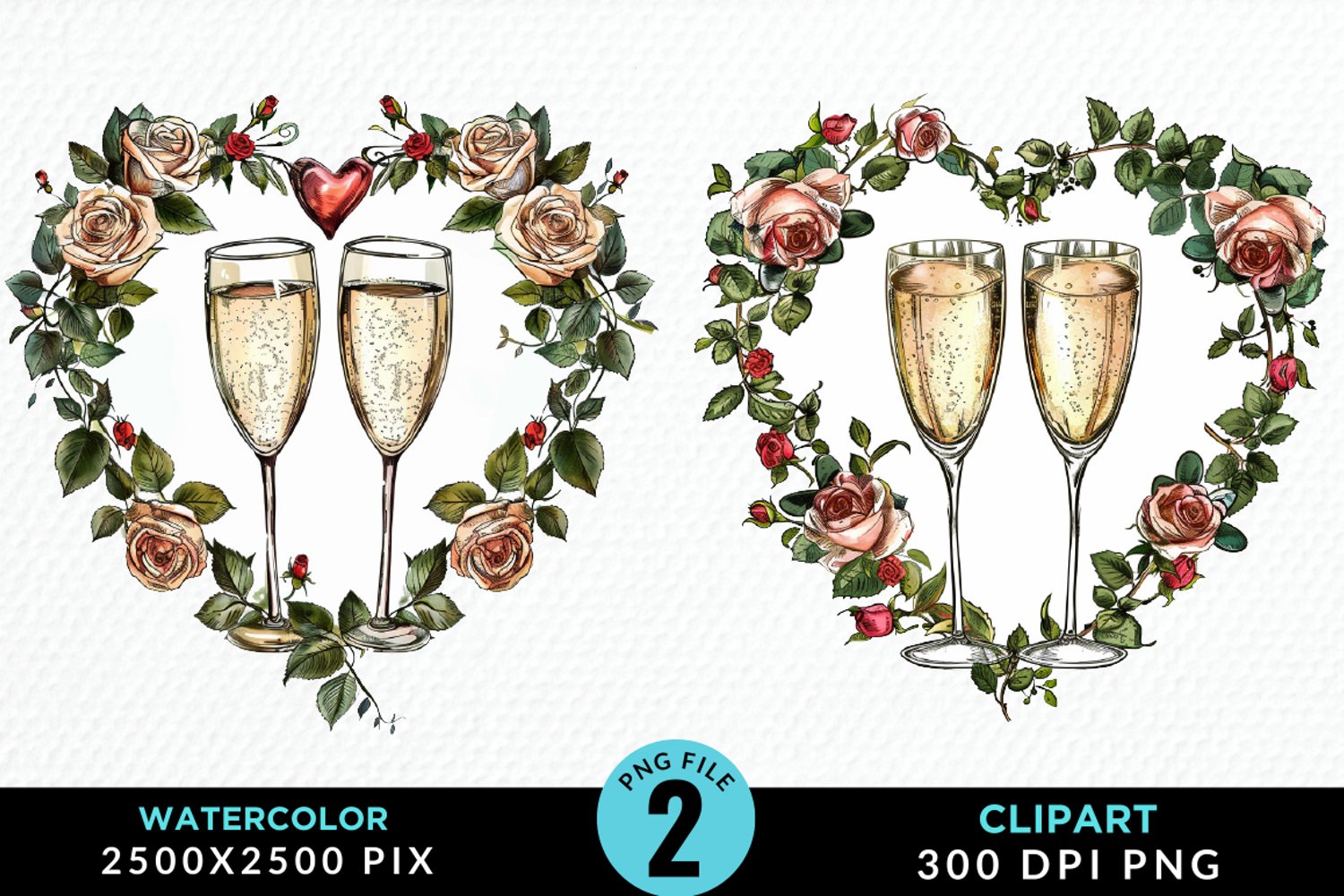 Watercolor Boho Valentines Collection Clipart product image 1