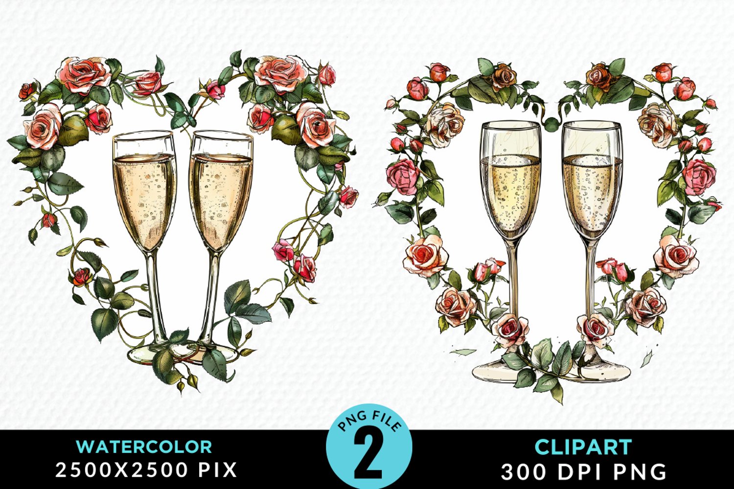 Watercolor Boho Valentines Collection Clipart product image 1