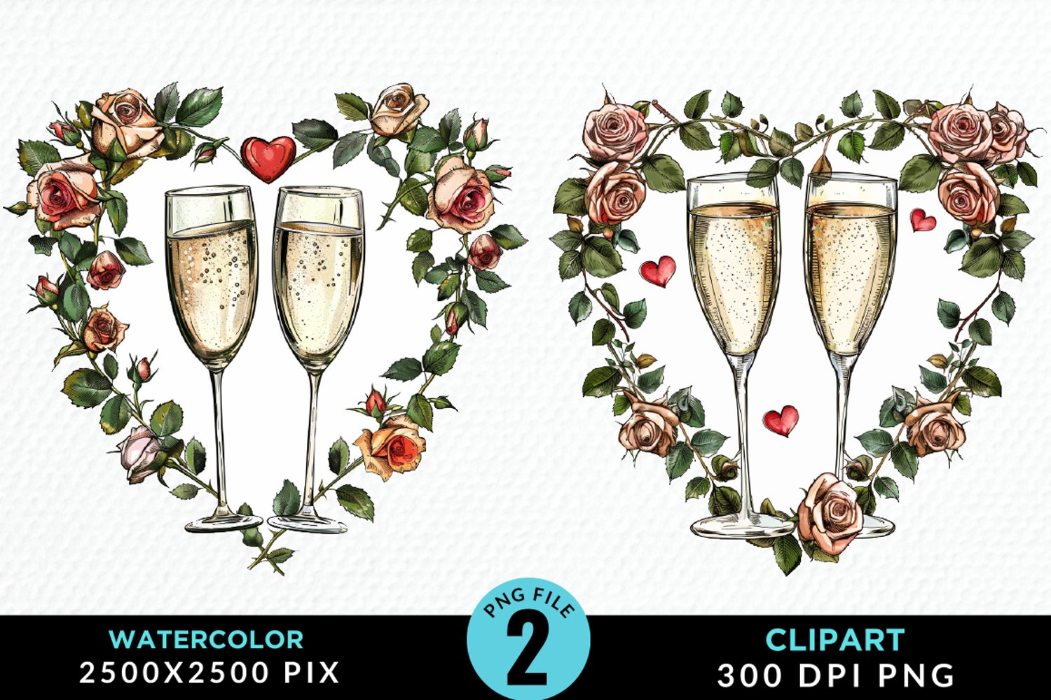 Watercolor Boho Valentines Collection Art Clipart product image 1