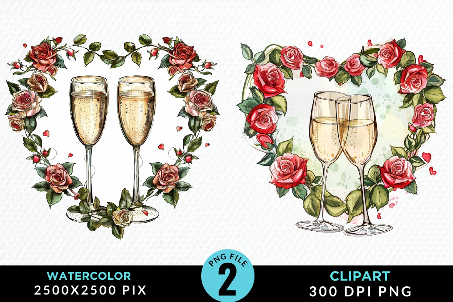 Watercolor Boho Valentines Collection Art Clipart product image 1