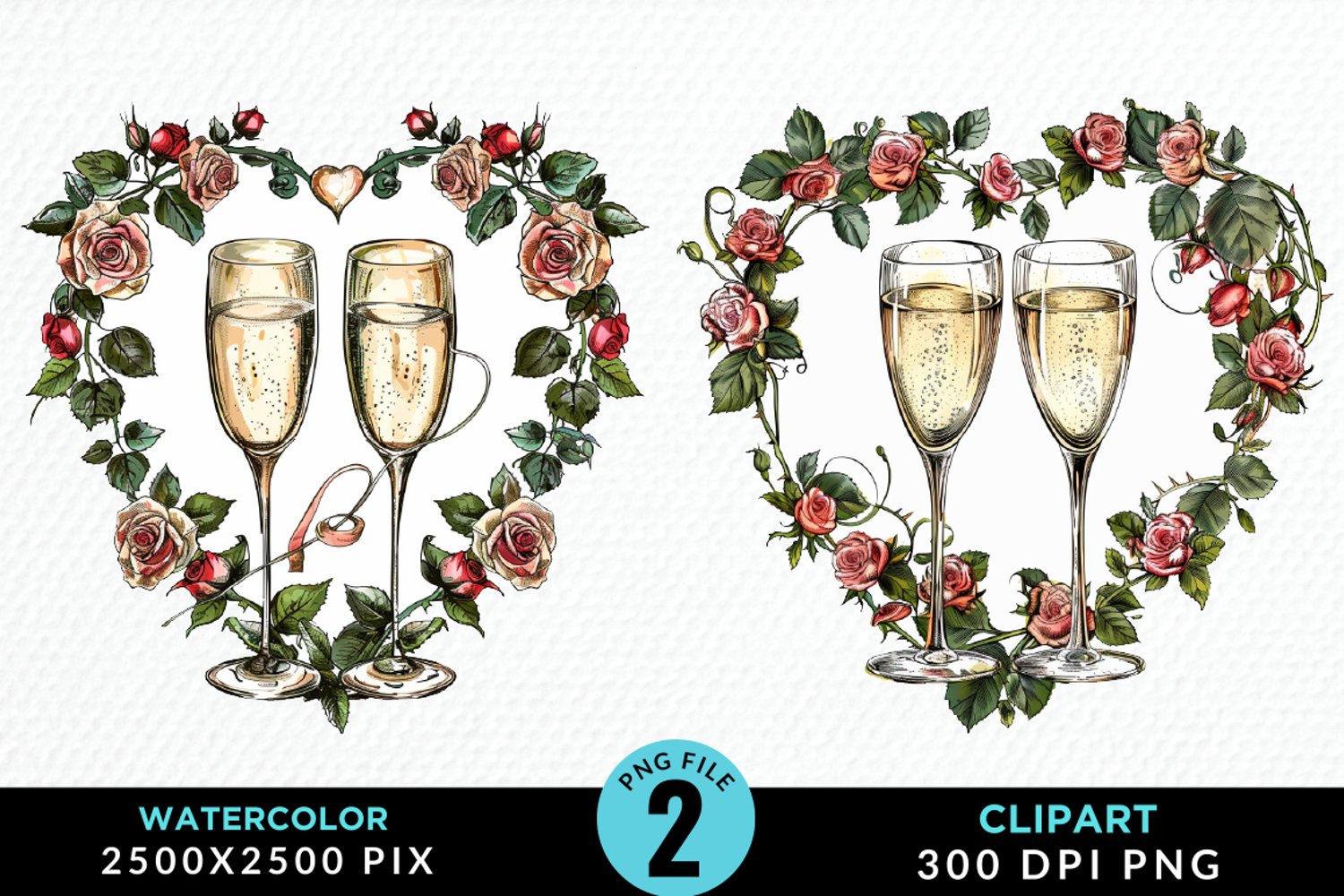Watercolor Boho Valentines Collection Clipart product image 1