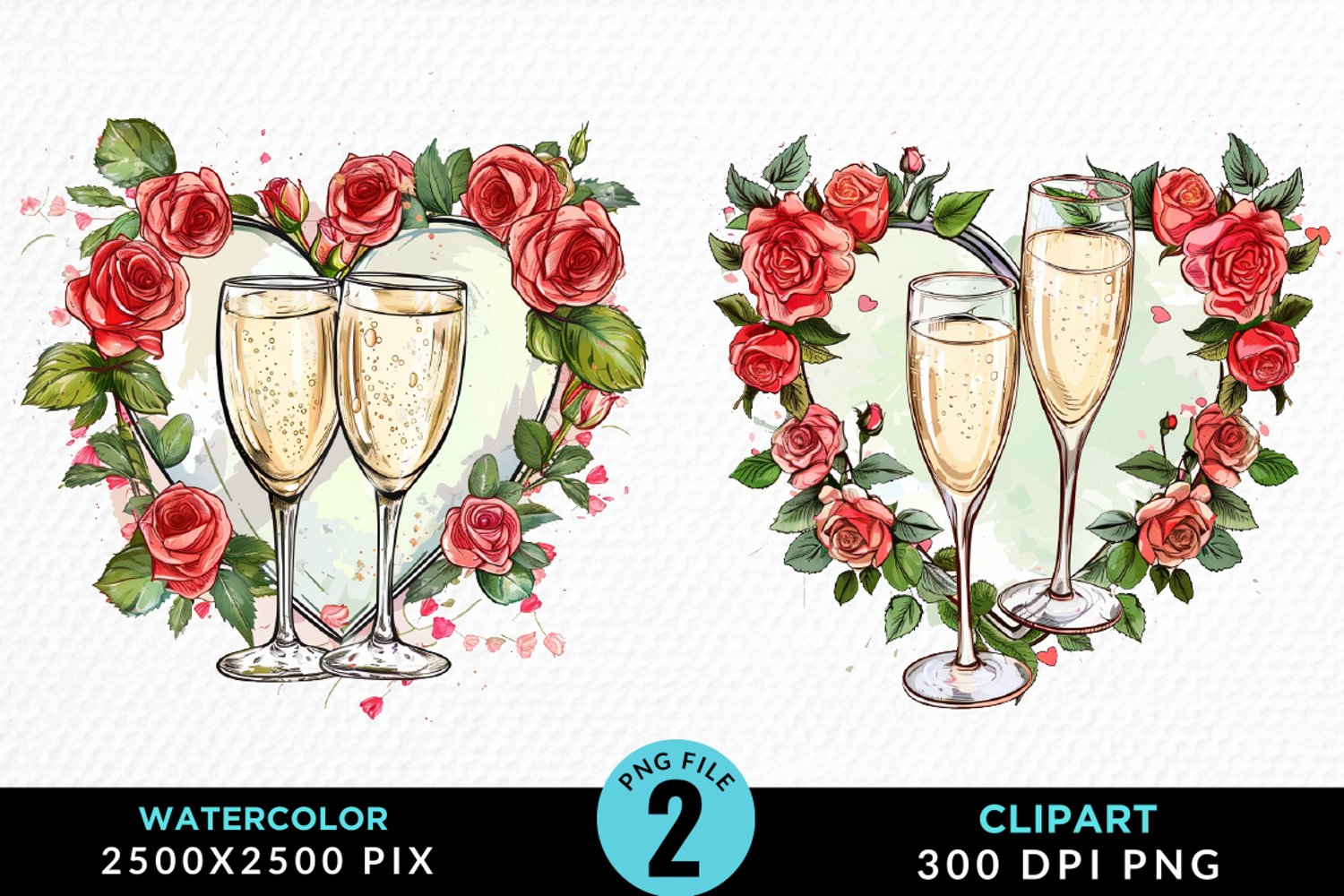 Watercolor Boho Valentines Collection Clipart product image 1