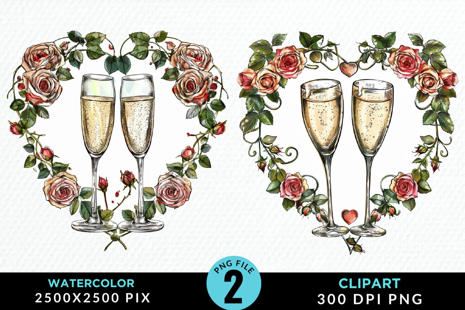 Watercolor Boho Valentines Collection Clipart product image 1