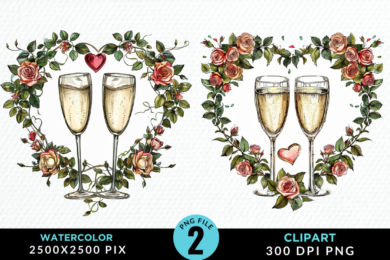 Watercolor Boho Valentines Collection Clipart product image 1