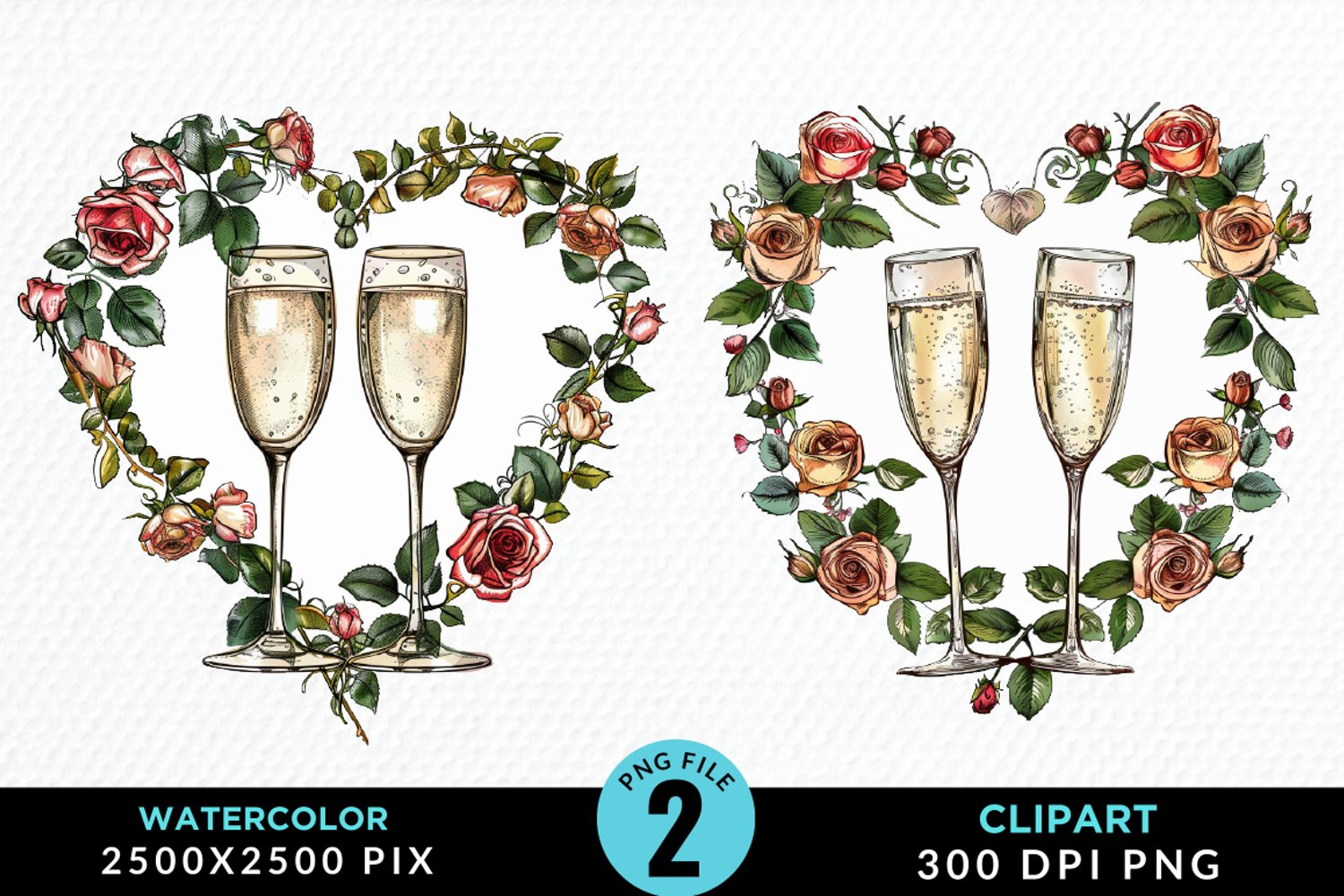 Watercolor Boho Valentines Collection Clipart product image 1
