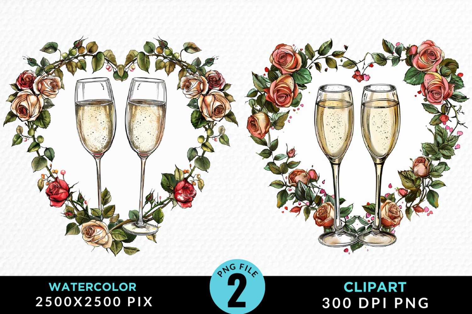 Watercolor Boho Valentines Collection Clipart product image 1