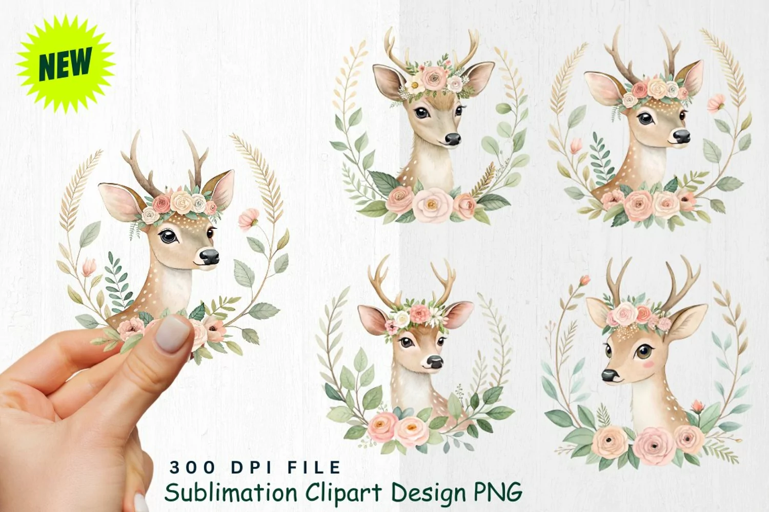 Watercolor Boho Woodland Animals Clipart product image 1