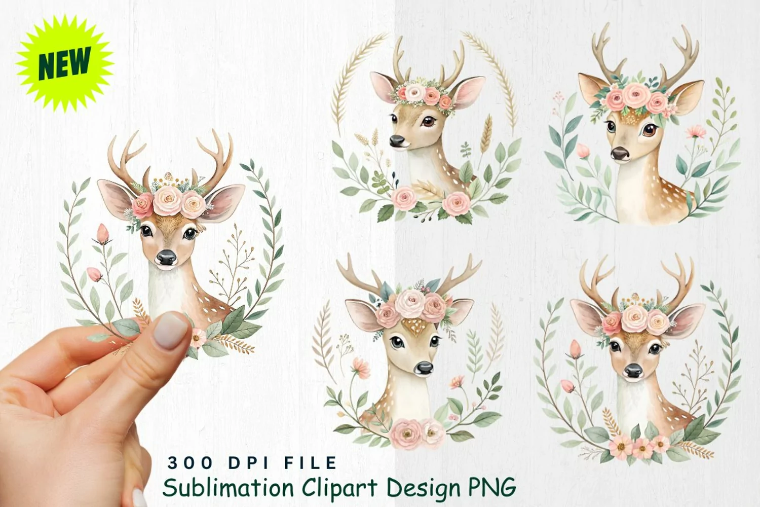 Watercolor Boho Woodland Animals Clipart product image 1