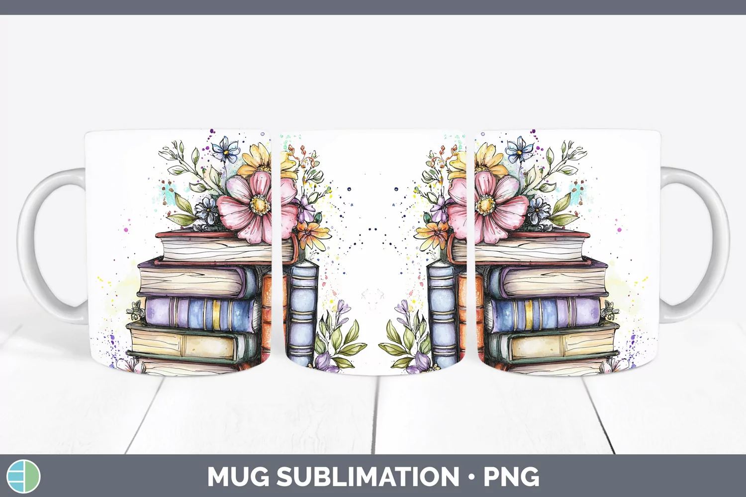GorgeousWatercolor Mug Wrap design.