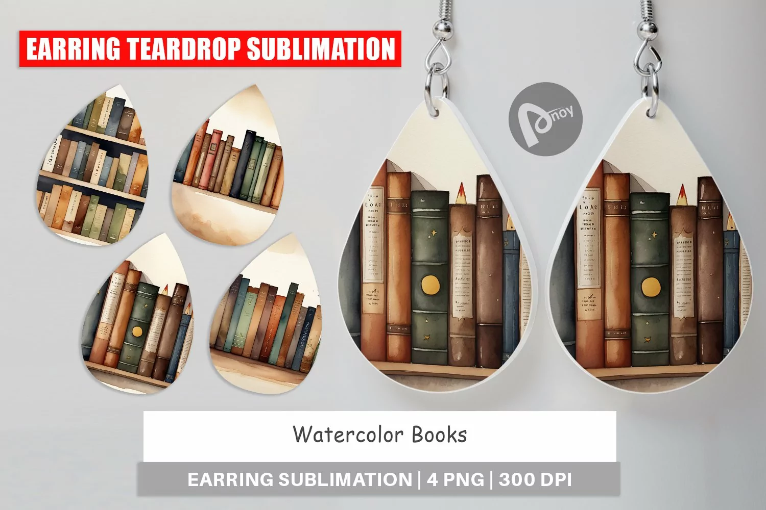 Earring Teardrop Watercolor Books product image 1