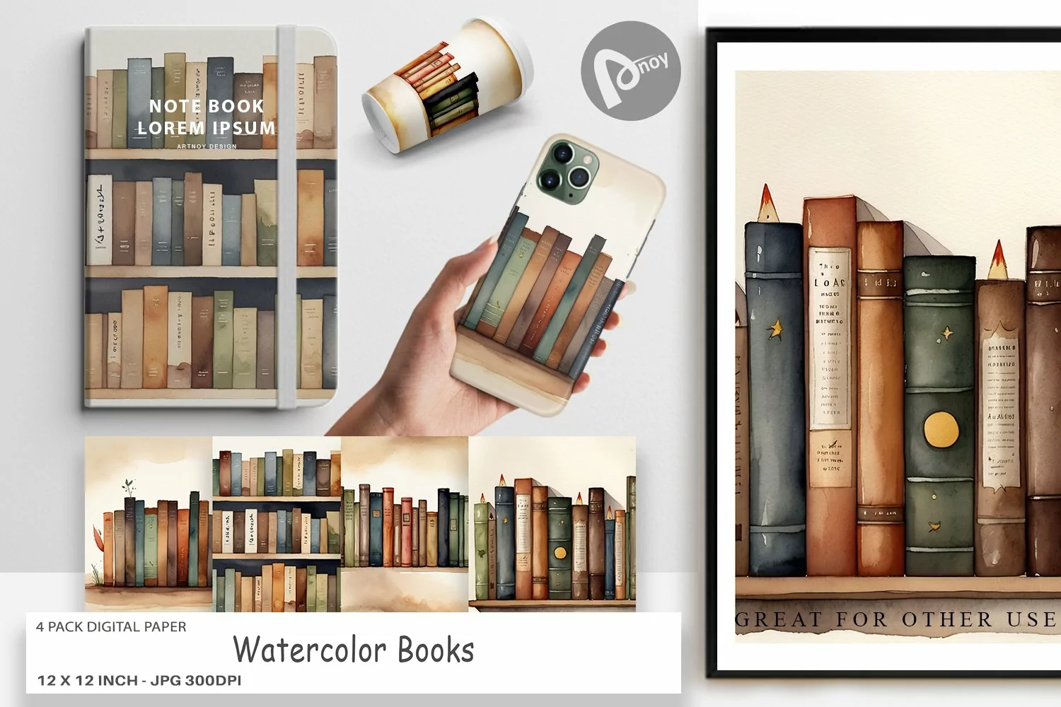 Digital Paper Watercolor Books product image 1