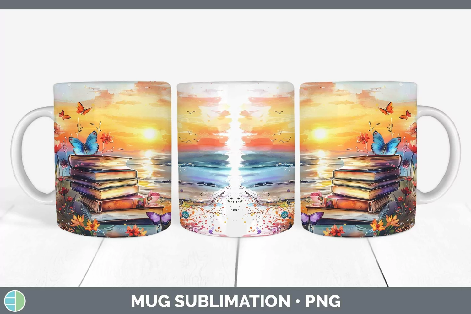 GorgeousWatercolor Books Mug Wrap design.