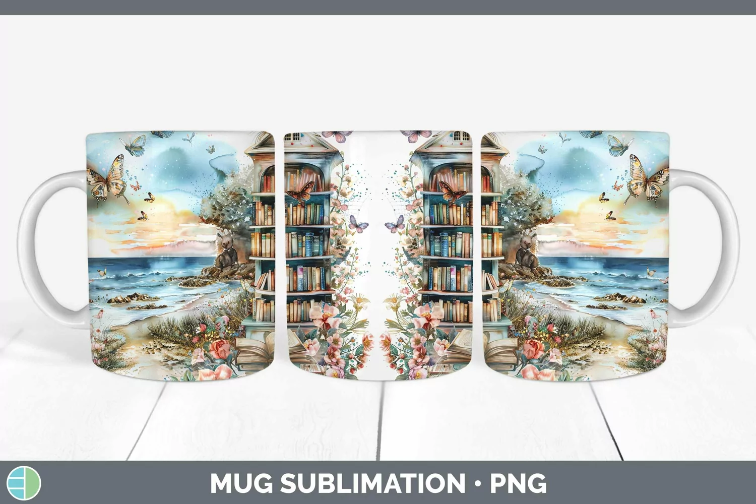 GorgeousWatercolor Books Mug Wrap design.
