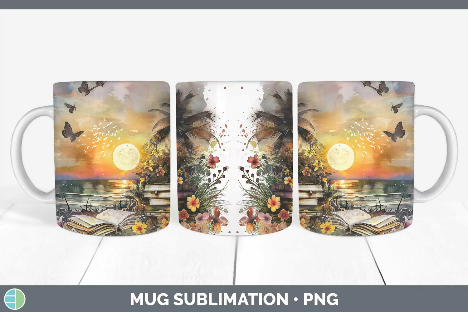 GorgeousWatercolor Books Mug Wrap design.