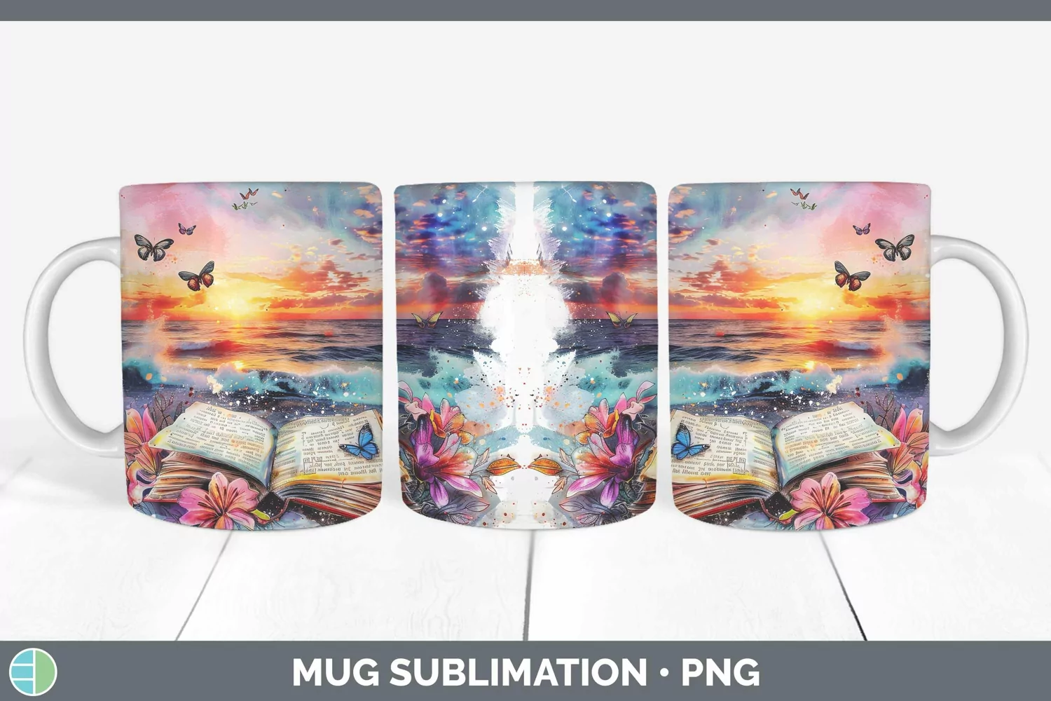 GorgeousWatercolor Books Mug Wrap design.