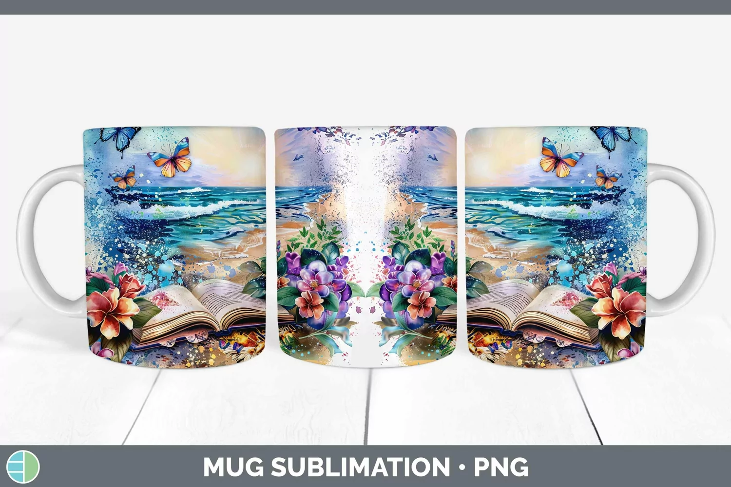 GorgeousWatercolor Books Mug Wrap design.