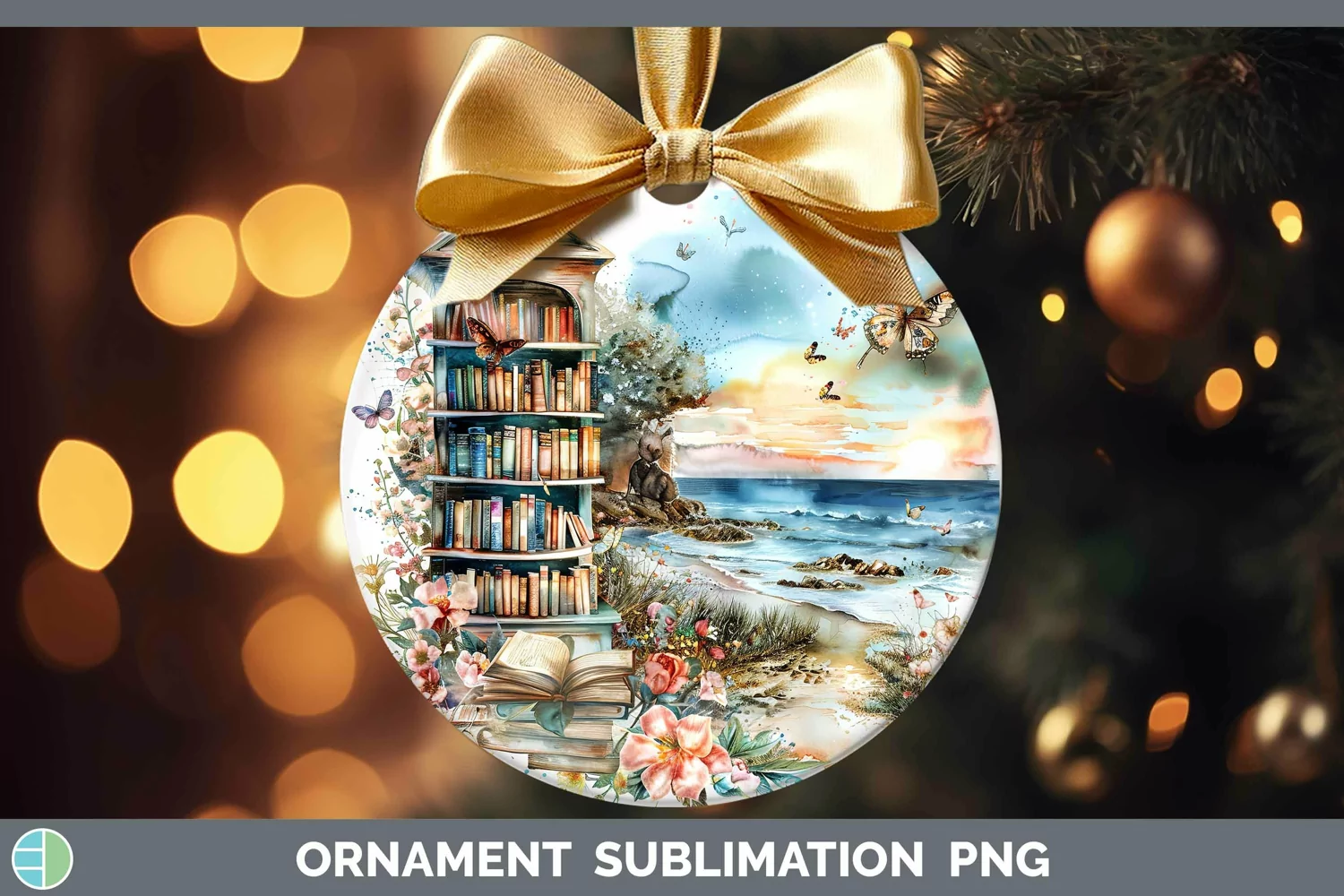 GorgeousWatercolor Books Ornament design.