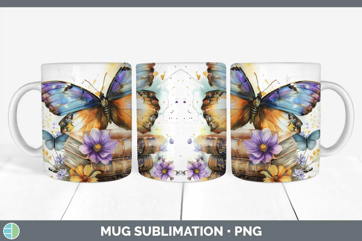 GorgeousWatercolor Books Mug Wrap design.