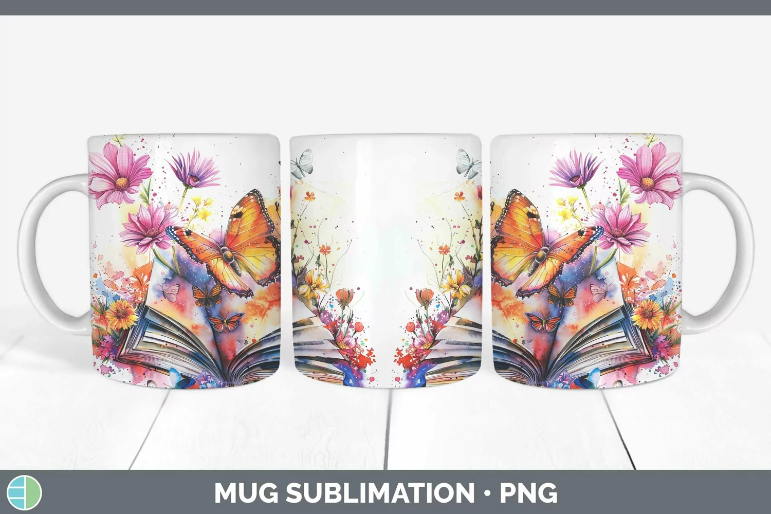 GorgeousWatercolor Books Mug Wrap design.
