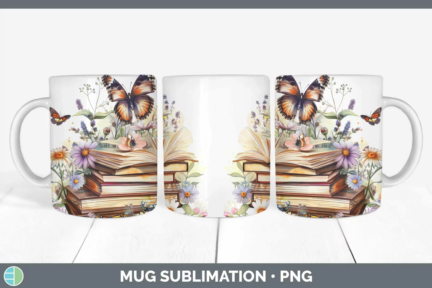 GorgeousWatercolor Books Mug Wrap design.