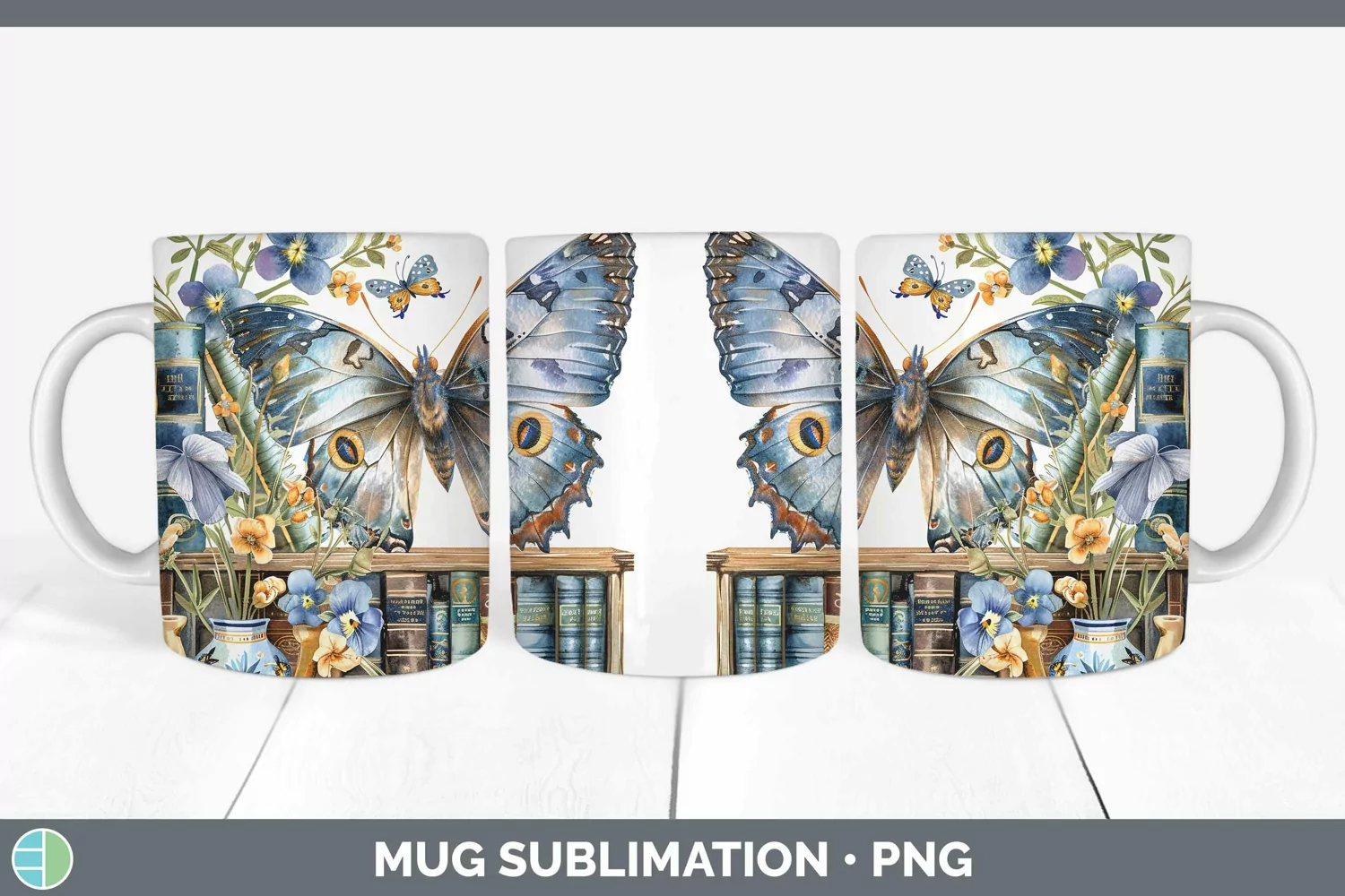 GorgeousWatercolor Books Mug Wrap design.