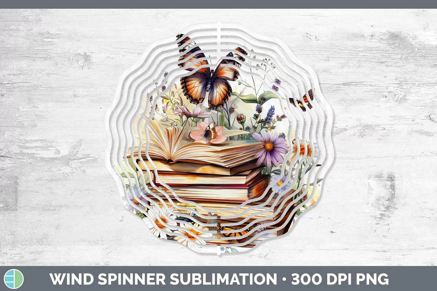 GorgeousWatercolor Books Wind Spinner design.