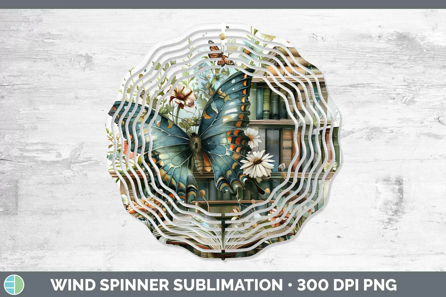GorgeousWatercolor Books Wind Spinner design.