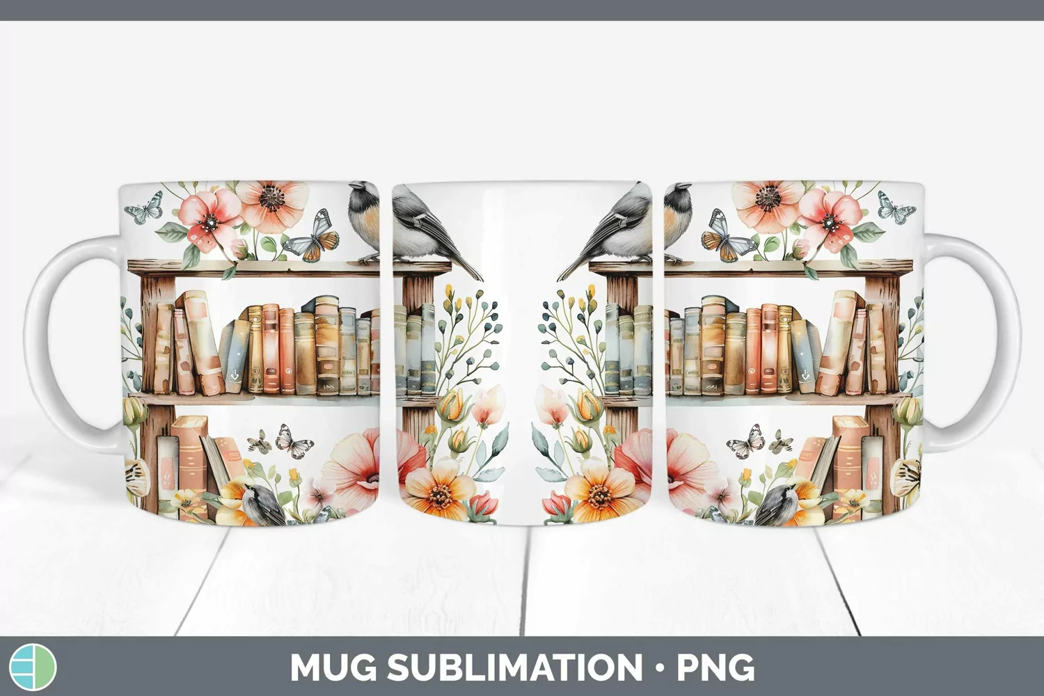 GorgeousWatercolor Books Mug Wrap design.