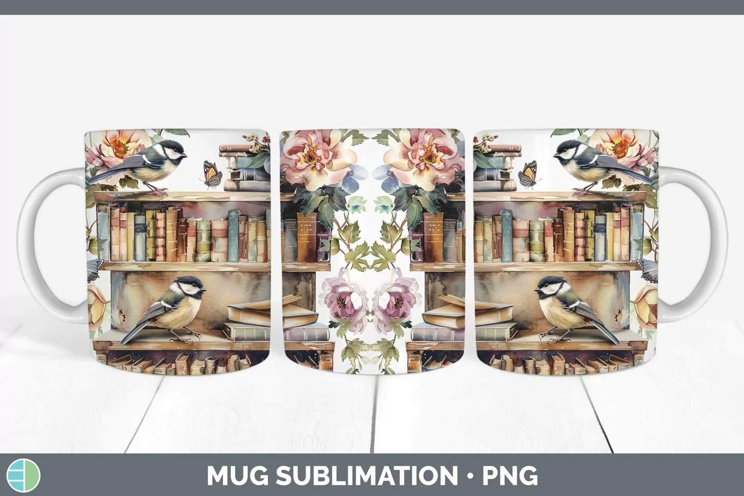 GorgeousWatercolor Books Mug Wrap design.