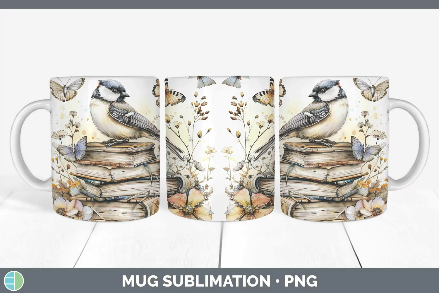 GorgeousWatercolor Books Mug Wrap design.
