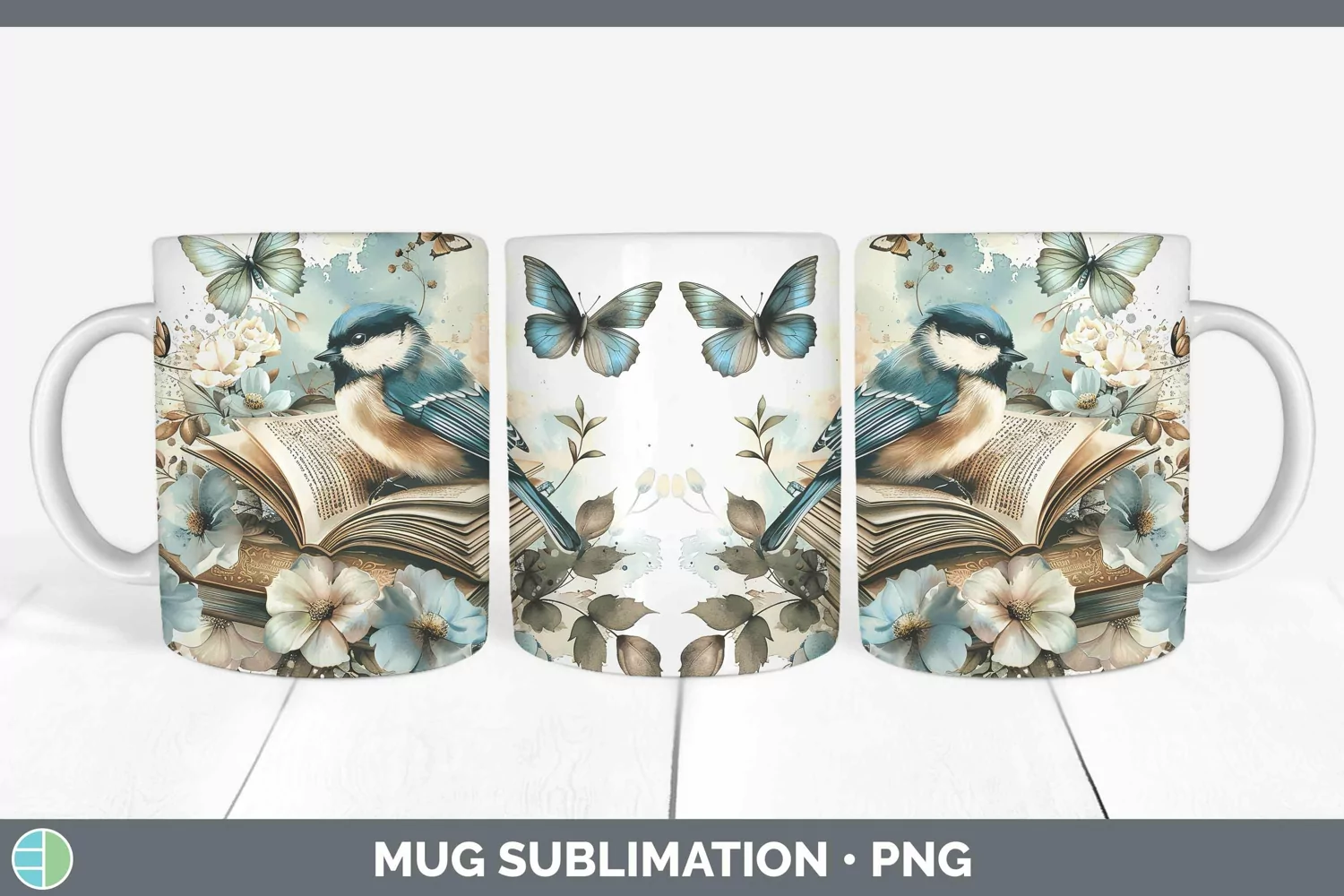 GorgeousWatercolor Books Mug Wrap design.