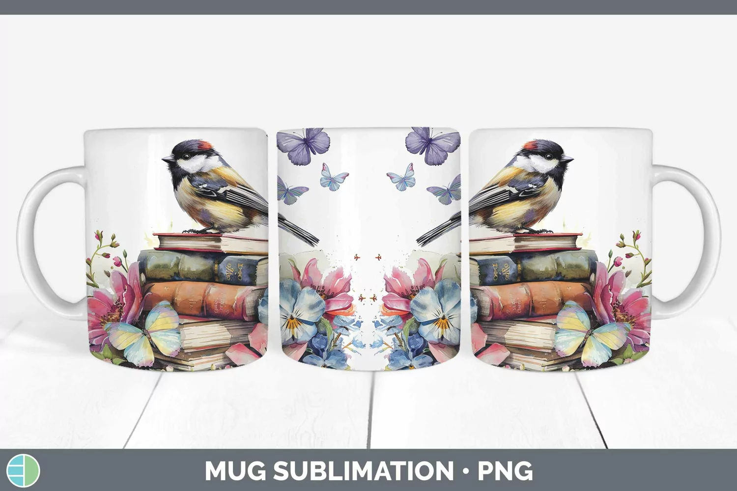 GorgeousWatercolor Books Mug Wrap design.