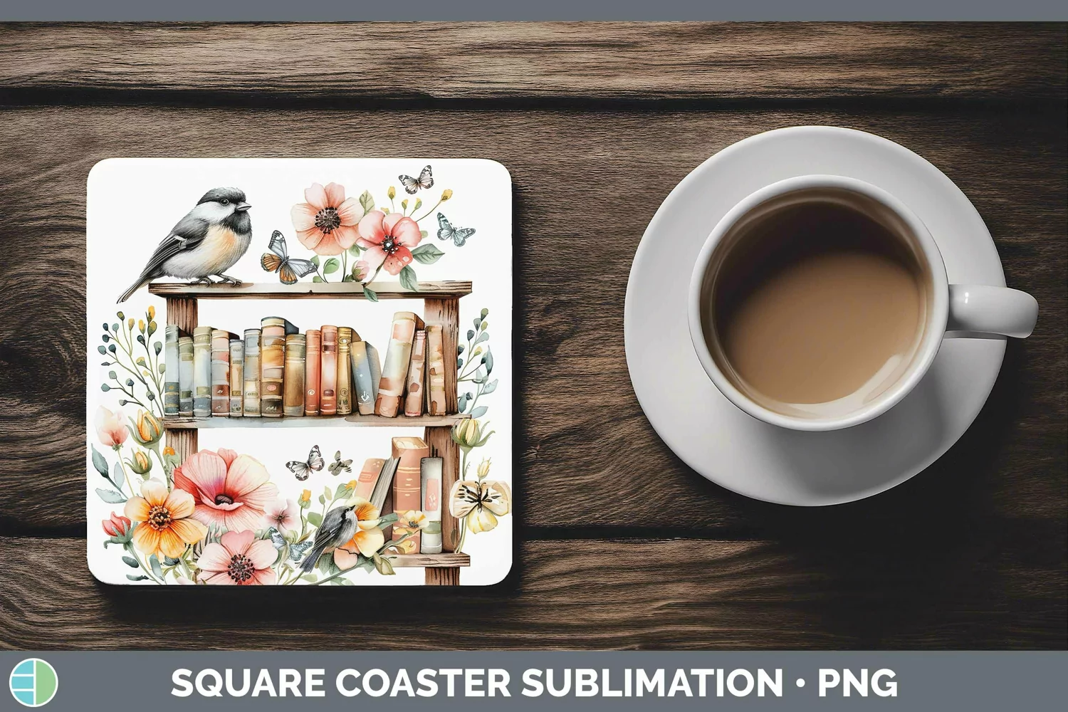 GorgeousWatercolor Books Square Coaster design.