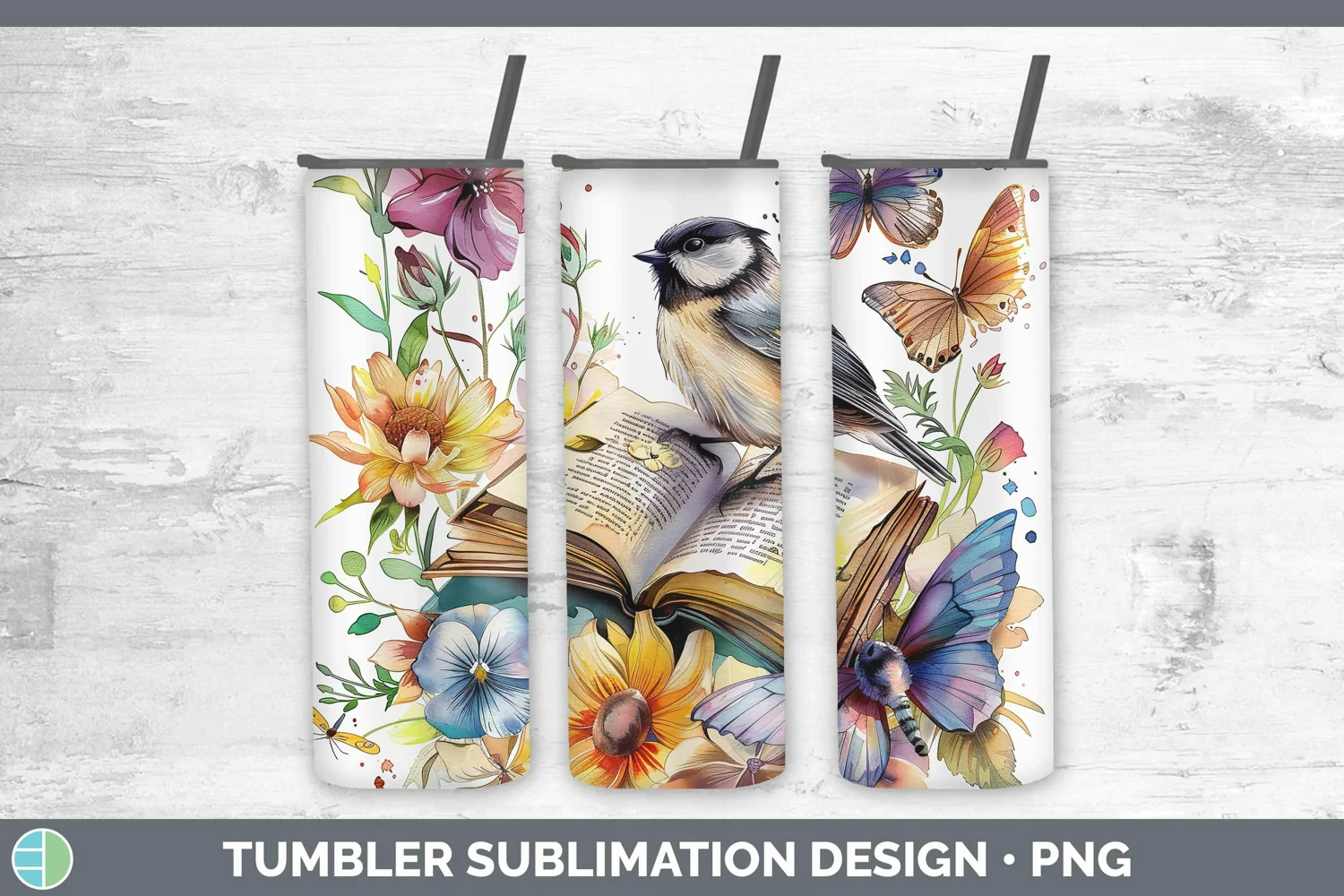 GorgeousWatercolor Books Tumbler design.