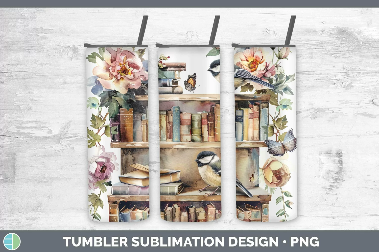 GorgeousWatercolor Books Tumbler design.