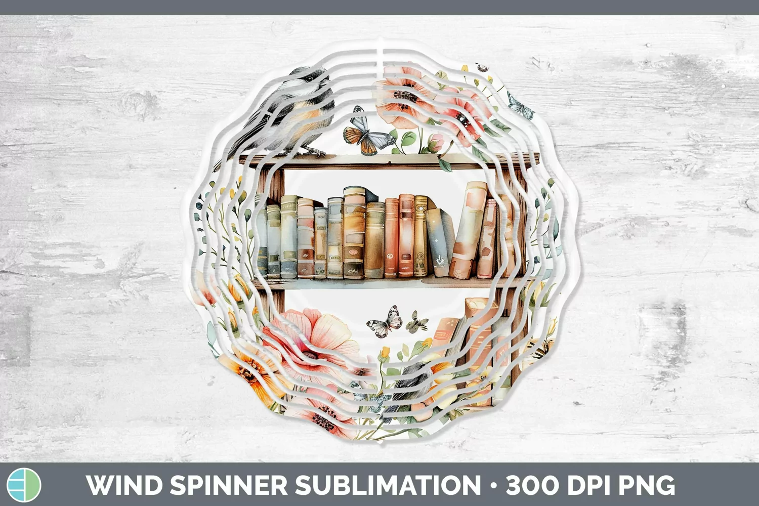 GorgeousWatercolor Books Wind Spinner design.