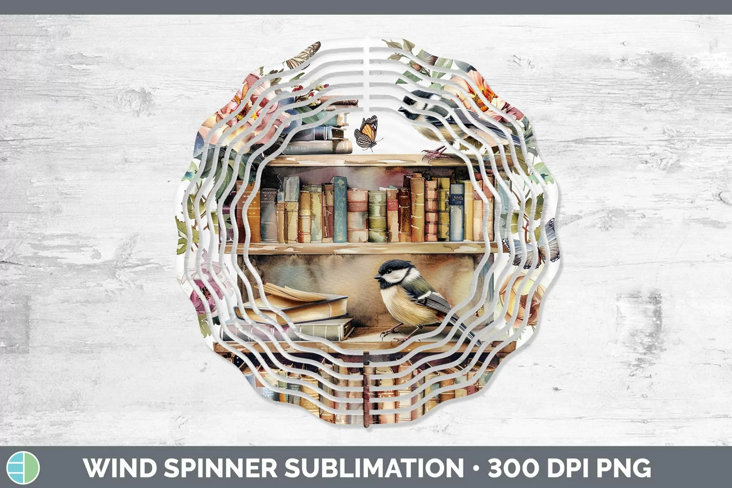 GorgeousWatercolor Books Wind Spinner design.